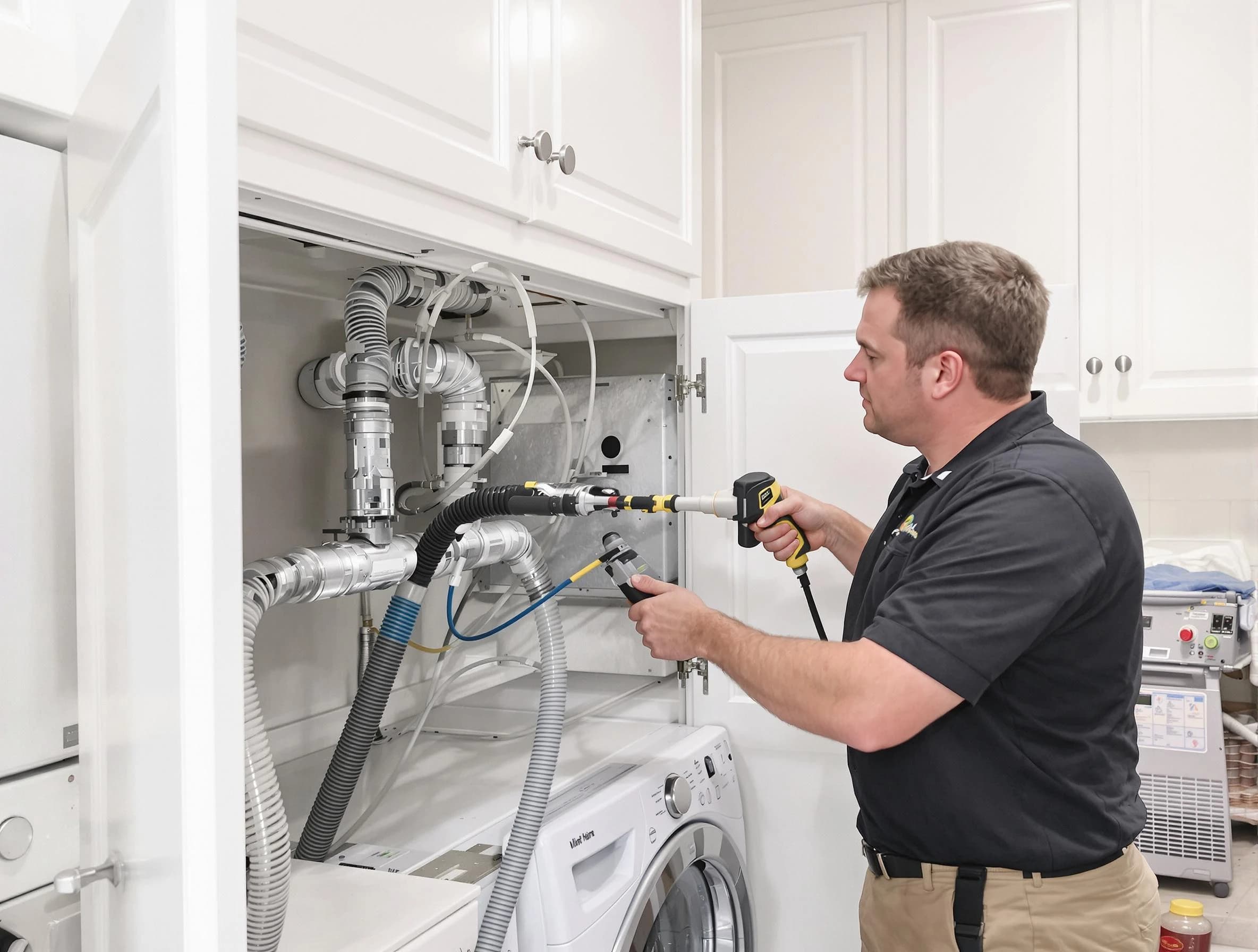 Munhall Dryer Vent Cleaning professional removing severe blockage from a clogged dryer vent in Munhall