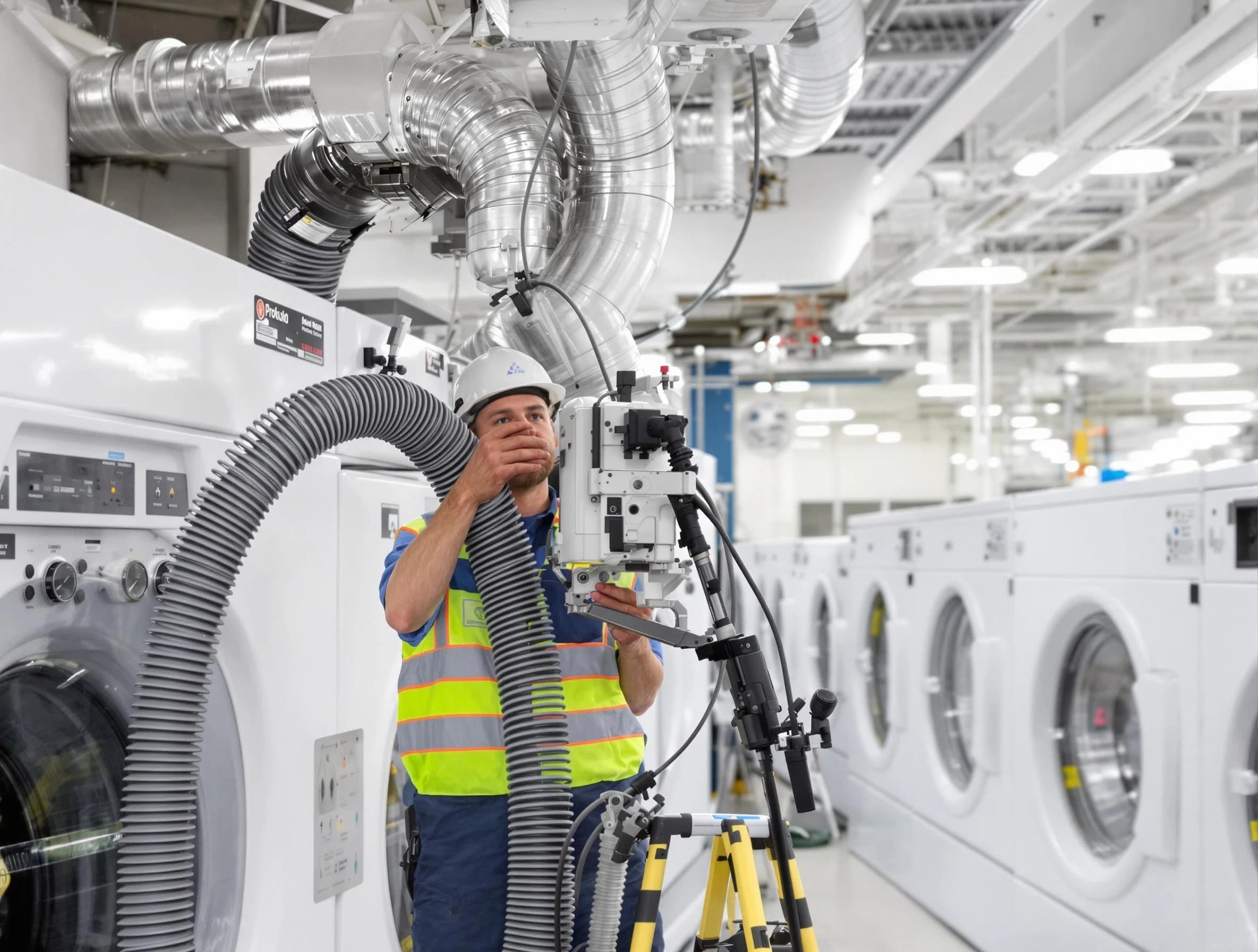 Munhall Dryer Vent Cleaning team performing commercial-grade dryer vent cleaning at a business facility in Munhall