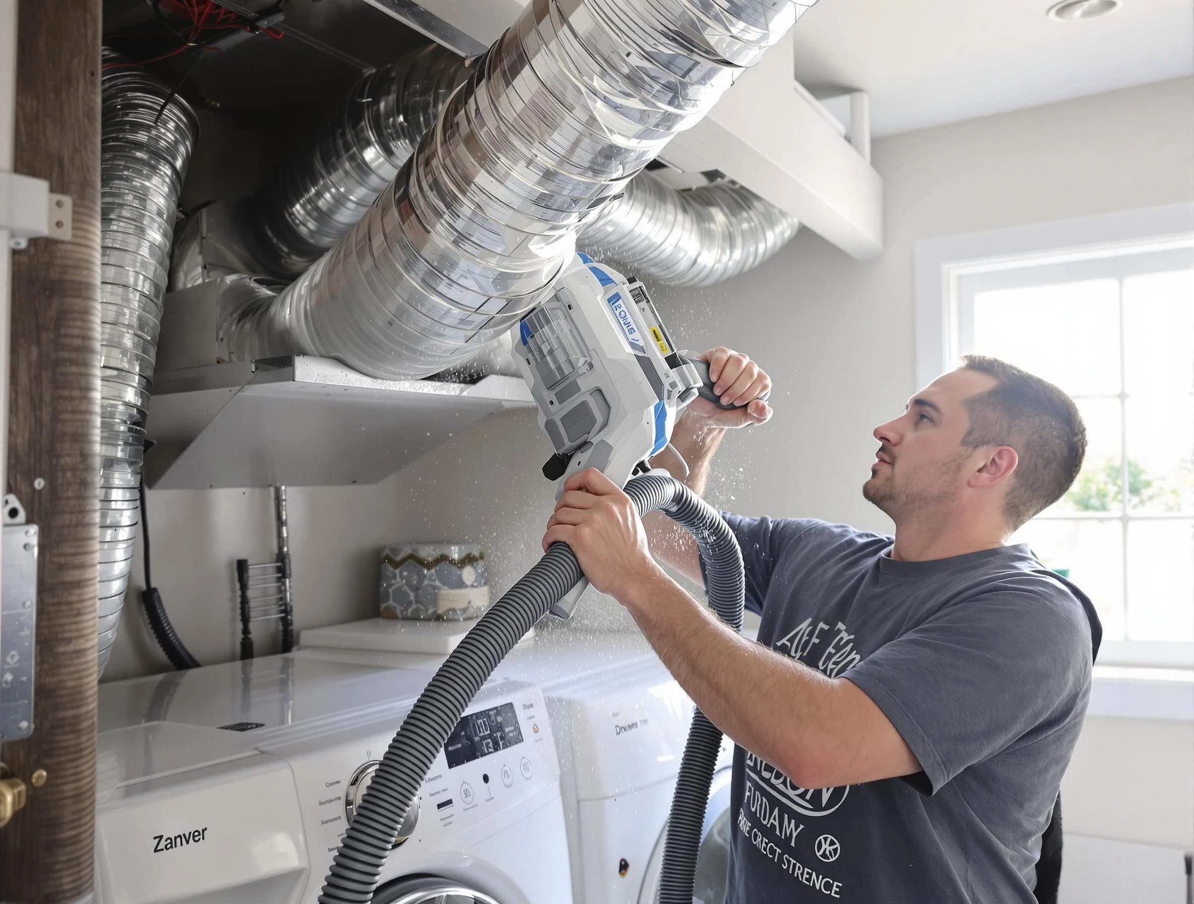 Munhall Dryer Vent Cleaning specialist cleaning deep within a dryer vent duct system in Munhall
