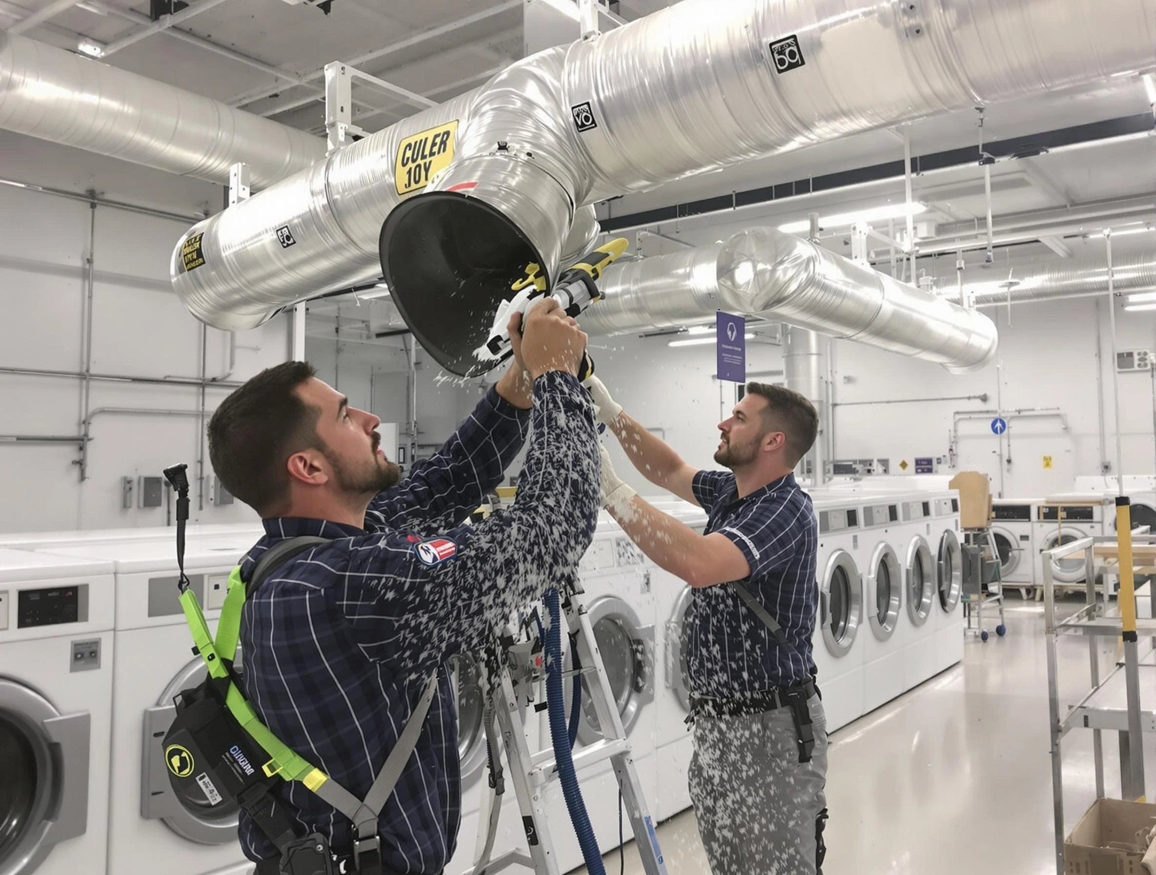 Munhall Dryer Vent Cleaning team performing large-scale commercial dryer vent cleaning in Munhall